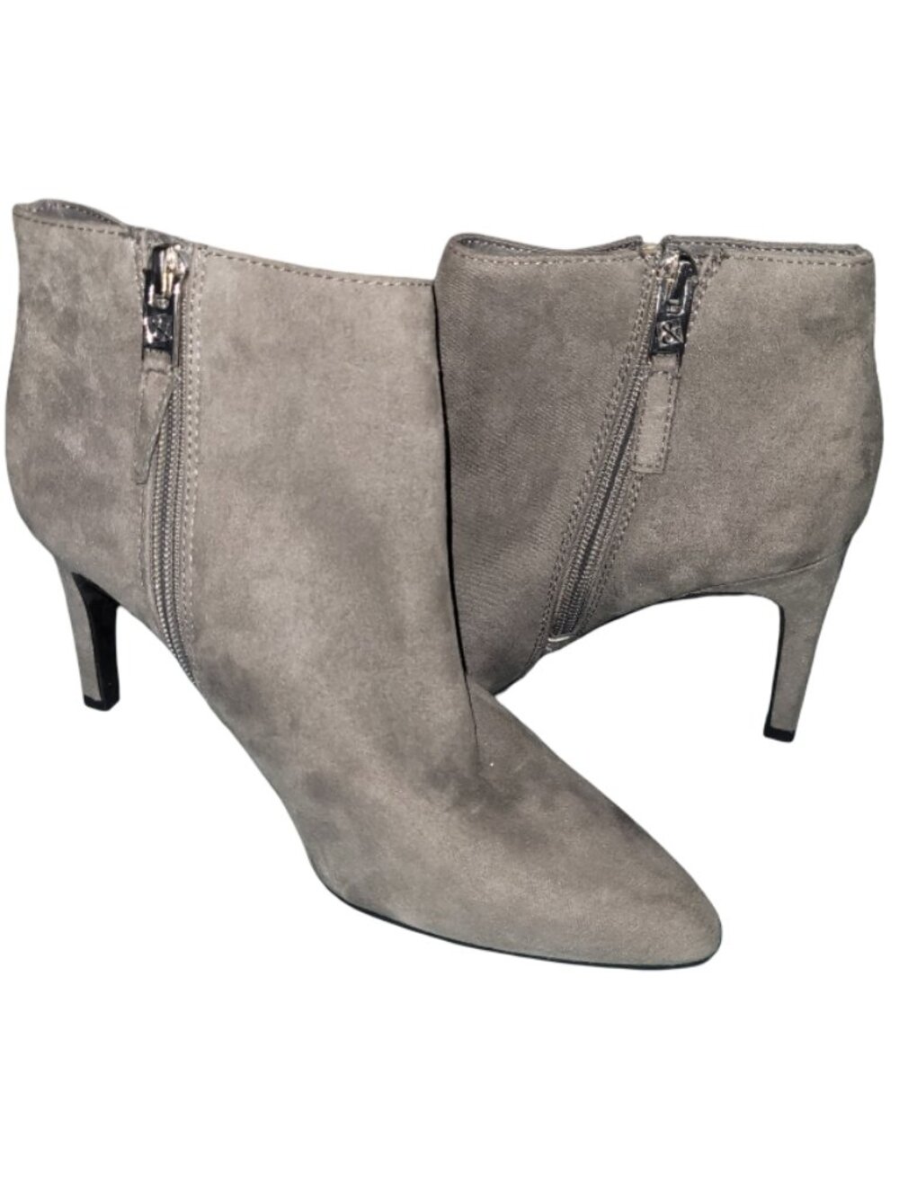 Sam & Libby gray faux suede stiletto ankle booties Size 7M